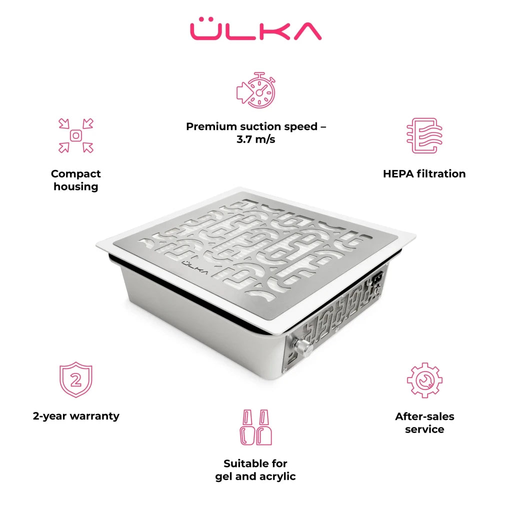ÜLKA AERO Built - in Manicure Dust Collector, White - Level Up Beauty Supply