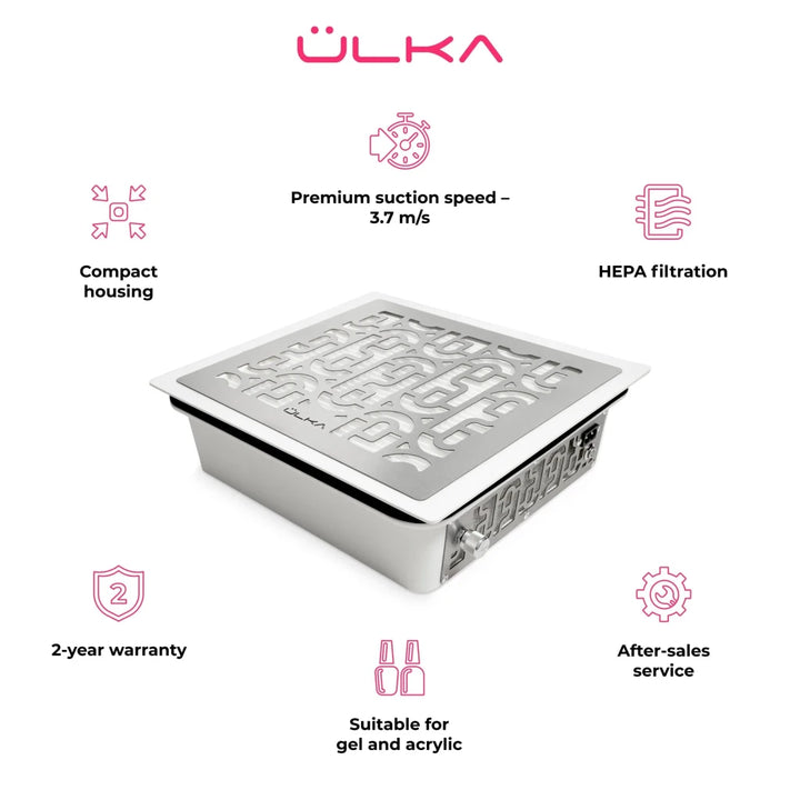 ÜLKA AERO Built - in Manicure Dust Collector, White - Level Up Beauty Supply